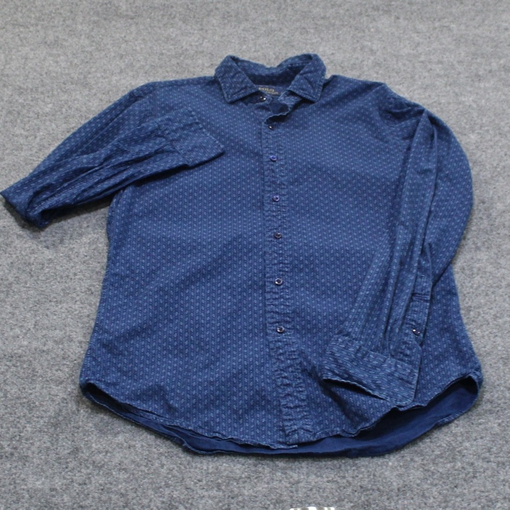 Polo Ralph Lauren‎ Slim Fit Button Down Mens L/G Blue Geometric Print Cotton